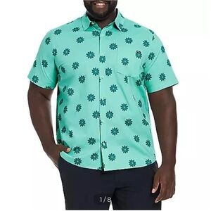NWT Hurley Men's Green Floral Patio Button-Down Shirt XL
